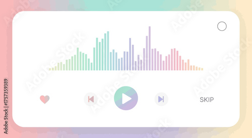 Digital Music Player Interface with Sound Wave Visualization and Playback Controls