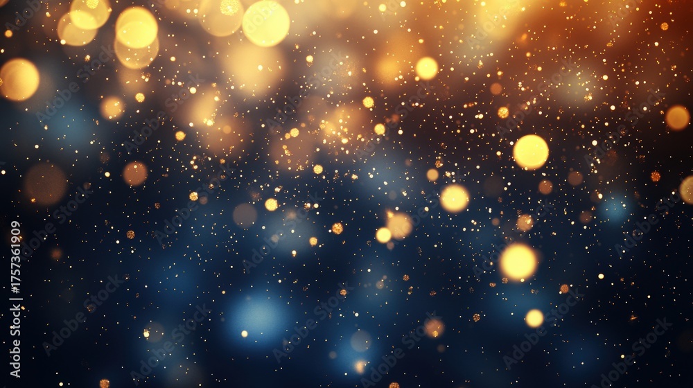 Obraz premium A shimmering background of golden and blue bokeh lights, creating a magical and dreamy atmosphere.