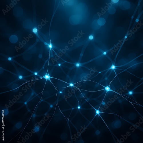 Complex neural network lines and glowing connections visualizing the power of data and machine learning.
