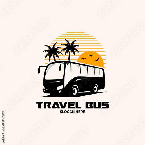 travel bus company logo design vector template