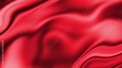 Vibrant Red Liquid Silk Fabric Texture with Flowing Waves and Glossy Highlights abstract