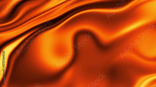 Fiery Orange and Yellow Liquid Silk Fabric Texture with Dynamic Waves and Intense Glow abstract