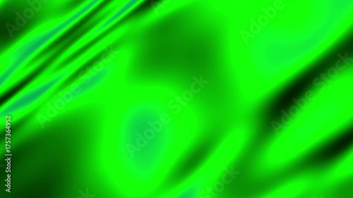Electric Green Liquid Silk Fabric Texture with Smooth Waves and Bright Highlights abstract
