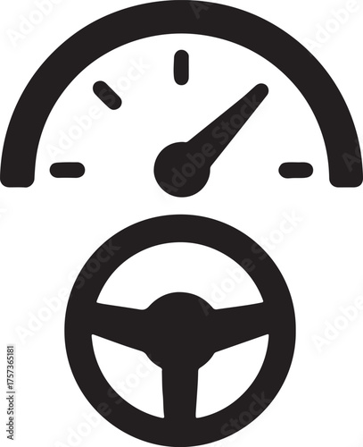 Minimal car dashboard silhouette symbol representing speed, control, and automotive design.