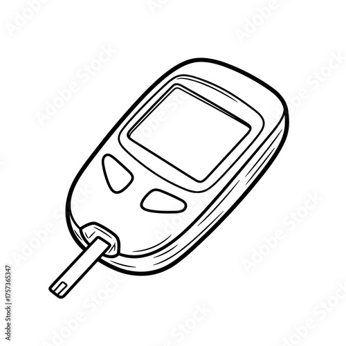 Blood glucose meter in minimalist design with a white background  