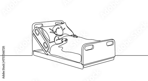 Child resting in hospital bed while holding a toy  