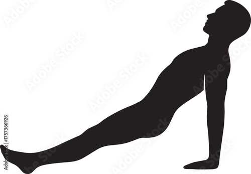 Reclined Hero Pose Male Yoga Silhouette | Solid Black Vector | Professional High-Quality Yoga Illustration