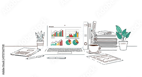 Business professional analyzing data on modern laptop in office