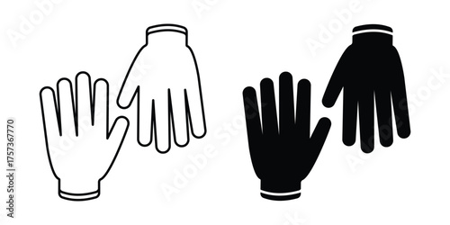 Medical Protective Glove Icon set. medical use, providing a barrier against germs. Gloves icon in solid and outlined style.