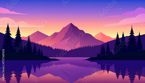 Mountain Lake Sunset Landscape