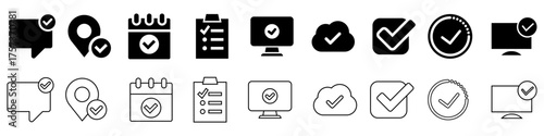 Ok icon vector set. Check mark illustration sign collection. Yes symbol. approved web icons. Сontains accept, approve, confirm, verify and more.
