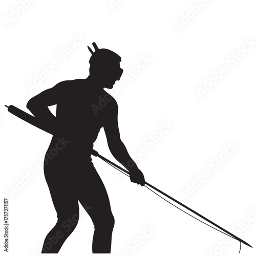 Spearfisher Silhouette with Mask and Spear