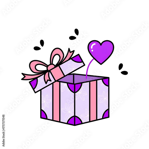 Illustration of gift box with heart for valentine's day celebration
