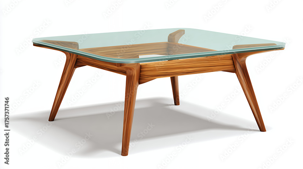 Fototapeta premium Minimal wooden glass table design