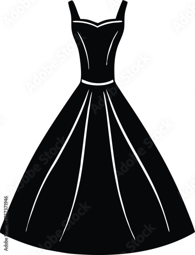 Elegant evening dress silhouette vector