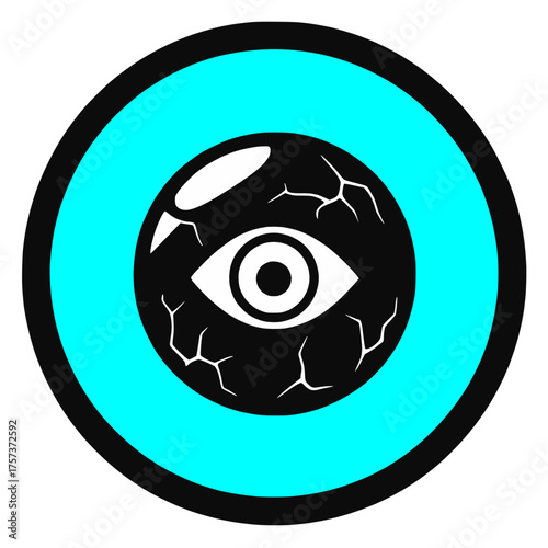 Halloween icon spooky blue teal eyeball horror punk goth emo transparent background