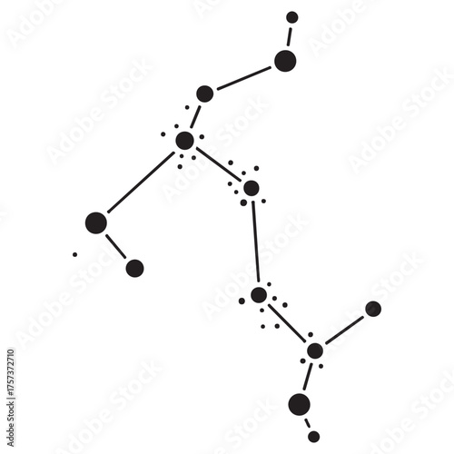 Abstract Constellation Diagram with Connected Stars and Stylized Dot Accents