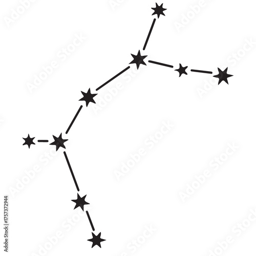 Stylized Black Star Constellation Diagram on White Background