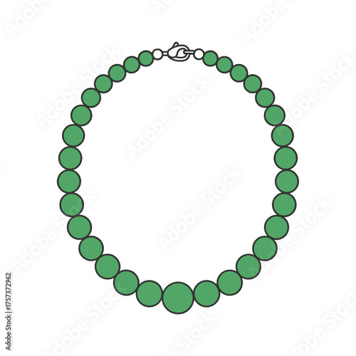 Illustration of a necklace made of green beads for fashion and jewelry design
