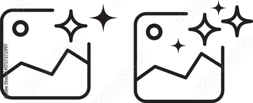 Set of generative AI image icons, image photo album, gallery ai icon sparkle star symbol. Vector ai generated icon gradient logo. for apps, photo editing tools. Vector illustration
