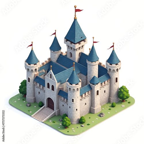 castle on the white background 3d models
