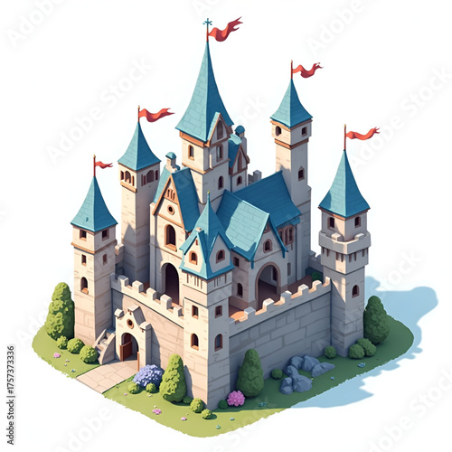 castle on the hill vector 3d models
