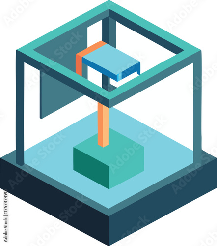 Isometric 3d printer vector illustration printing an svg file scalable eps graphics
