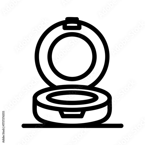 Vector art of open compact powder makeup case, representing beauty, cosmetics, and personal care