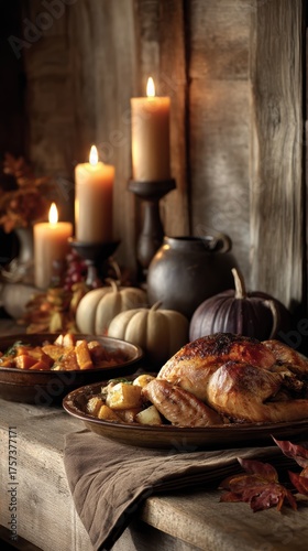 A bountiful autumn harvest table adorned with vibrant orange pumpkins