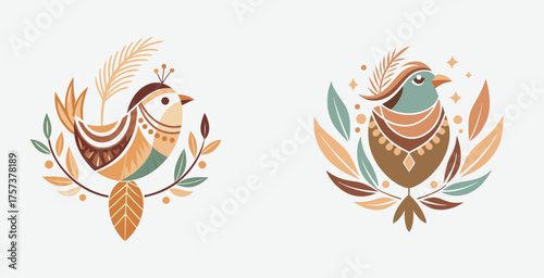 Elegant sharp fashion bird tribal bohemian look logo vector art design illustration