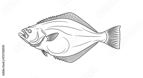 A simple illustration of a flatfish with distinct markings on its body.