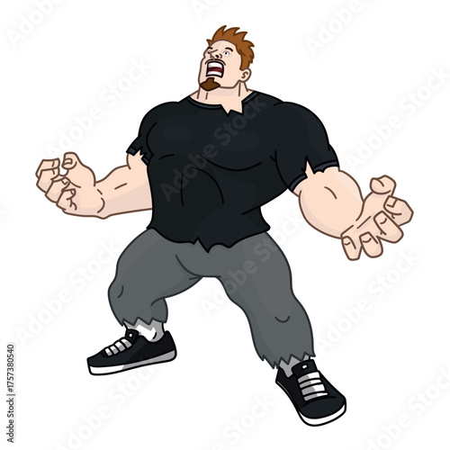 Gestresster Mann verwandelt sich in wütende Version seiner selbst Symbol für Kontrollverlust und Wut im Berufsleben Vektorillustration
