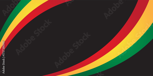 Abstract black background curved lines red yellow green