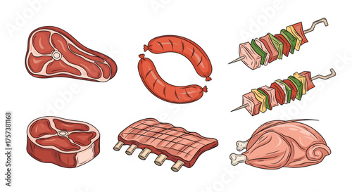 A collection of delicious raw meat and poultry dishes.