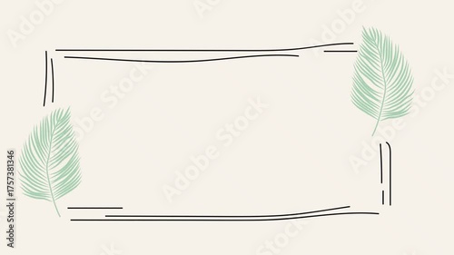 Animated Tropical Leaf Frame Background with Copy Space. Minimal Nature Loop Motion for Summer, Botanical, Wedding, Nature, Travel, and Event Design