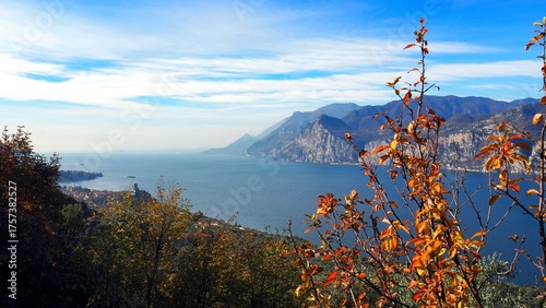 Lake Garda seen from the panoramic road above Malcesine in autumn