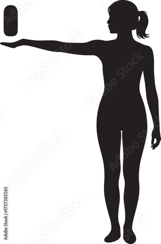 Female Silhouette Presentation Black Design Woman Holding Object Graphic Illustration