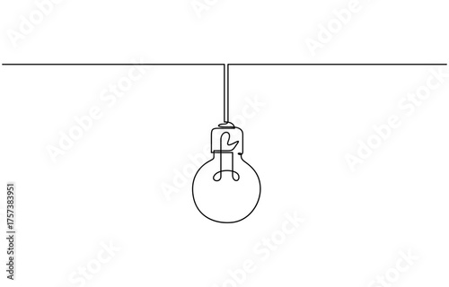 Continuous one line drawing of Light bulb in simple linear style. Editable stroke