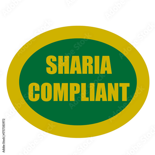 Text “Sharia Compliance” written in elegant gold typography on a green background. Concept symbolizing Islamic finance, ethical business, and lawful investment. Ideal for Islamic banking, financial in