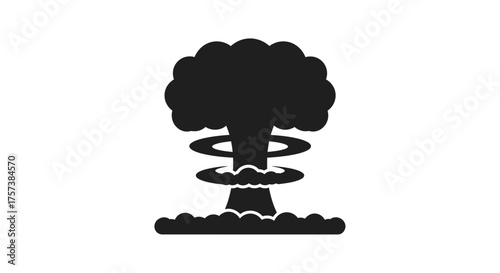 Symbolic silhouette icon of a mushroom cloud explosion representing nuclear power danger or warfare threat silhouette