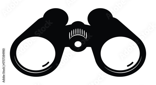 Close-up silhouette of binoculars focused forward representing discovery and observation with wide lenses silhouette