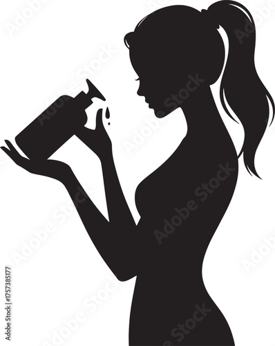 Woman Silhouette Beauty Cosmetic Lotion Drop Liquid Treatment Skincare Portrait Elegance