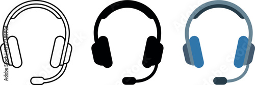 Headset Vector Icons for Customer Service Support and Communication Needs Illustrations