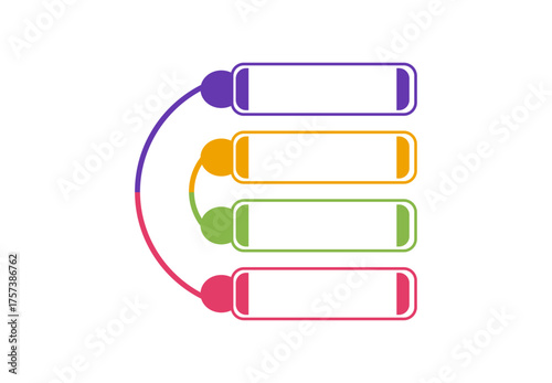 Colorful interconnected rectangular blocks with blank spaces for text