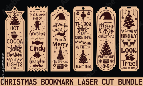 Christmas bookmark laser cut bundle