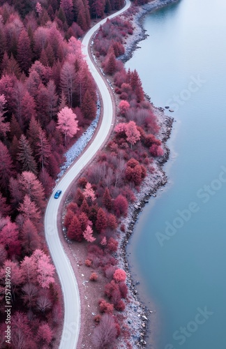 aerial view of the road