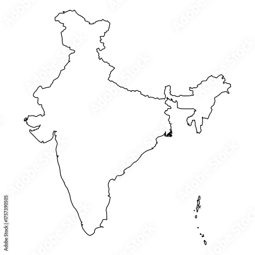 India outline map. India map vector. India map on white background