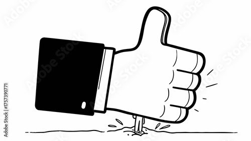 Giant thumbsup hand crushing a small person underneath