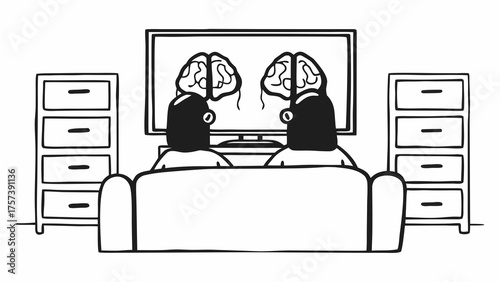 Two people melting brains while watching TV on a couch