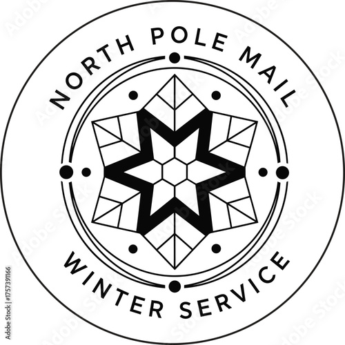 North Pole Mail Badge – Christmas Winter Stamp Vector Illustration